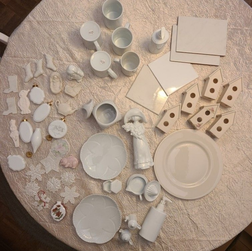 MCM Vintage 56 piece bulk lot of blank China porcelain for hand painters.